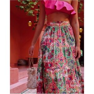 Cleobella Jacinta Maxi Skirt Panama Size Large Organic Cotton multicolor